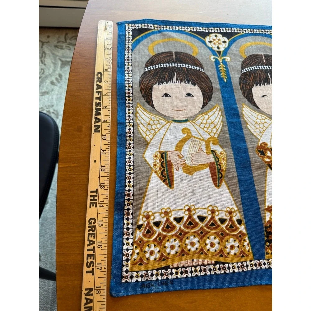 Vintage Ulster linen tea towel. 'Cherubs'